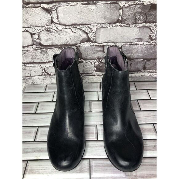 Dansko Black Leather Ankle Boots Block Heel Zip Heel Booties Women 38EU/7.5M US - Picture 13 of 16